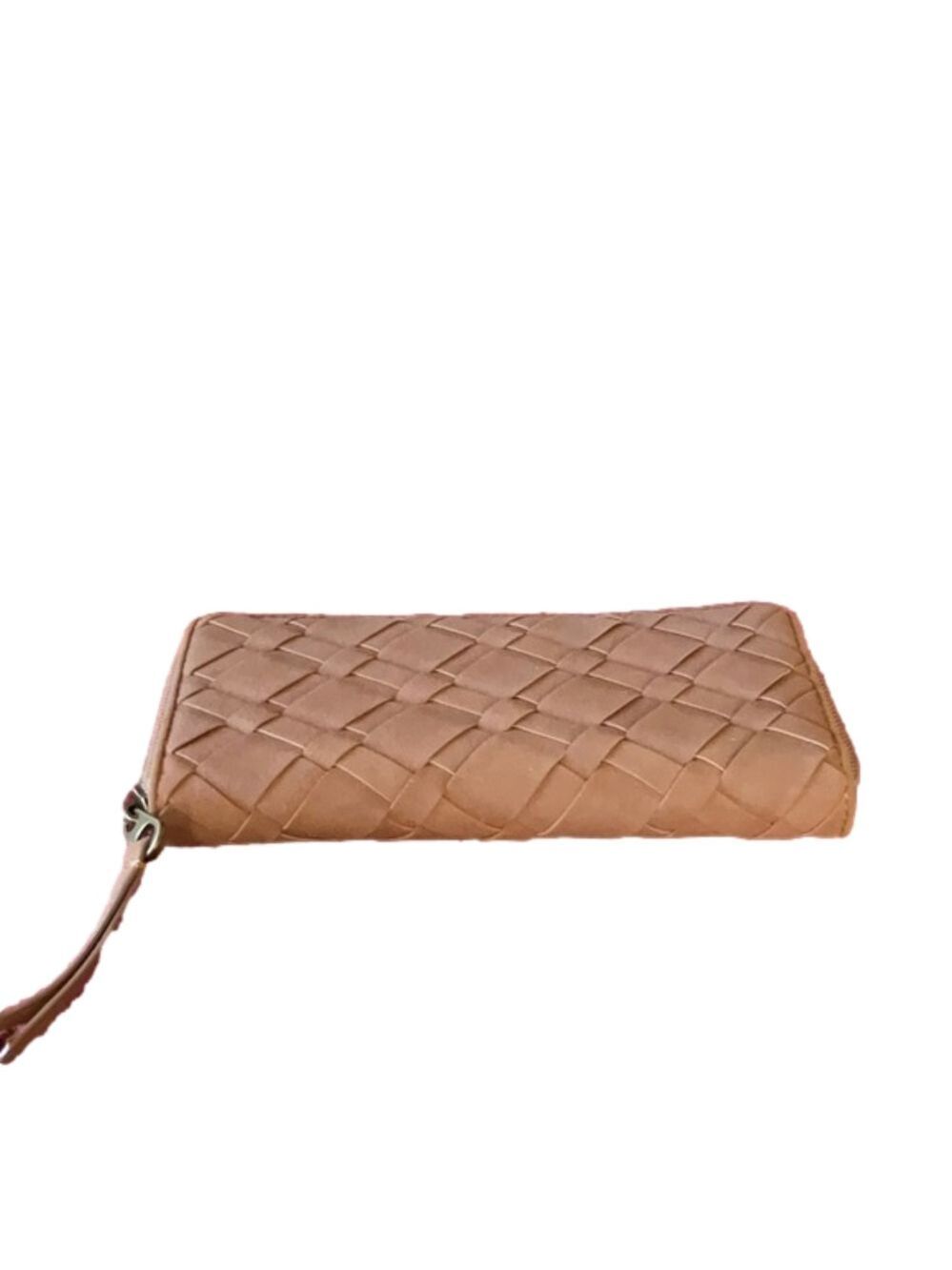 Tan Suede Zippered Wallet 8x4.5